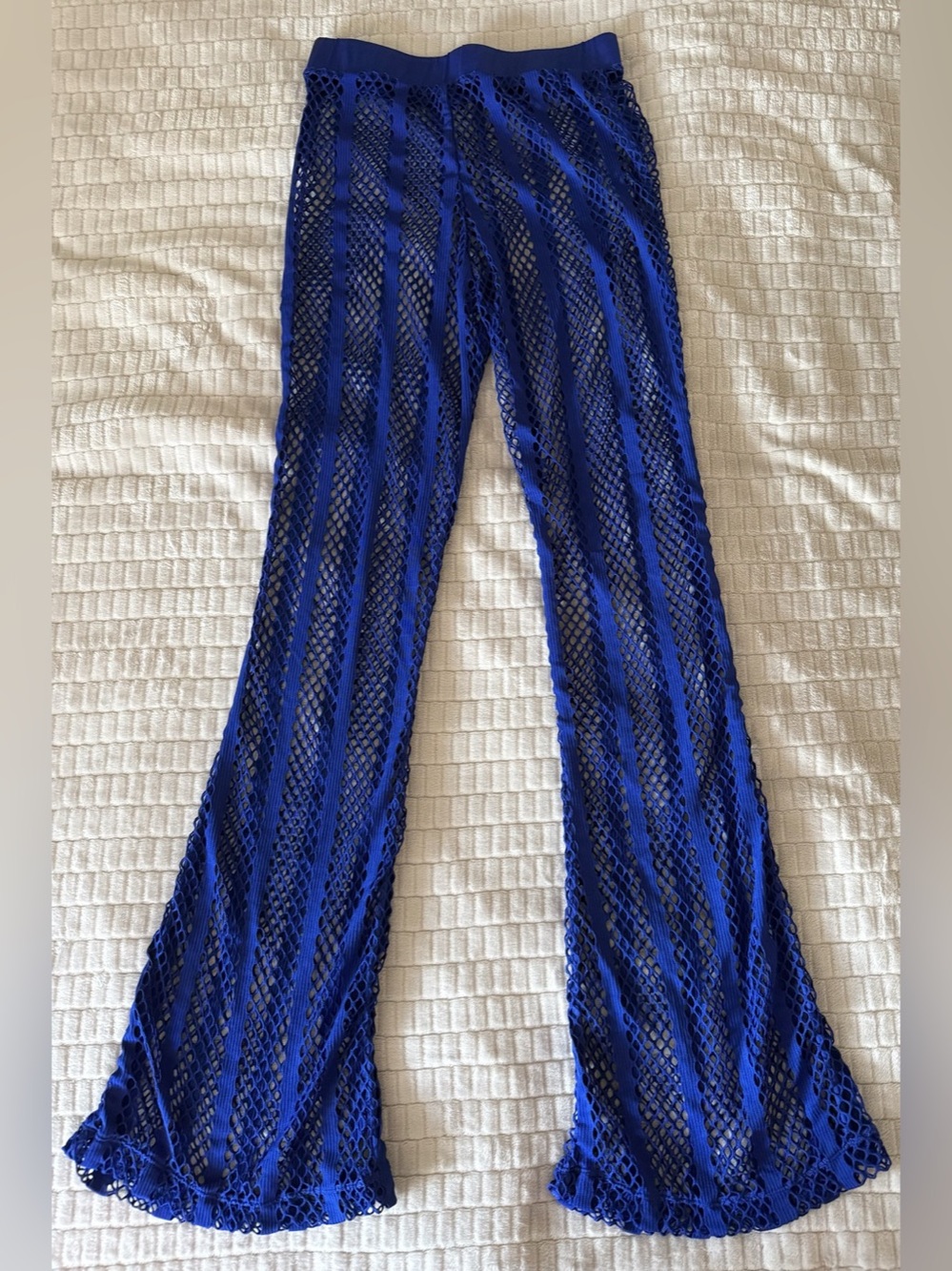 Summer Party Starter Fishnet Cover Up Pants in royal blue from Fashion Nova.